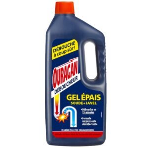 OURAGAN Gel Epais 1L, Déboucheur 15min., au Bicarbonate de soude & Javel