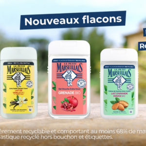 LE PETIT MARSEILLAIS Box de Gels douche Bio, Total de 12 Trio 4 x 3refs x 250ml
